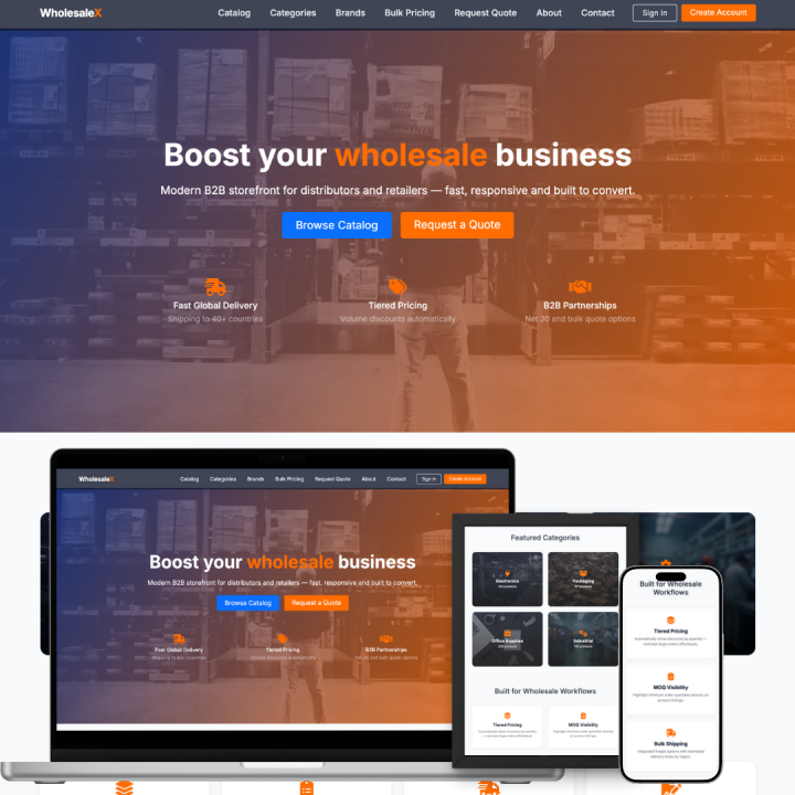 WholesaleX — Modern B2B Wholesale Storefront Template