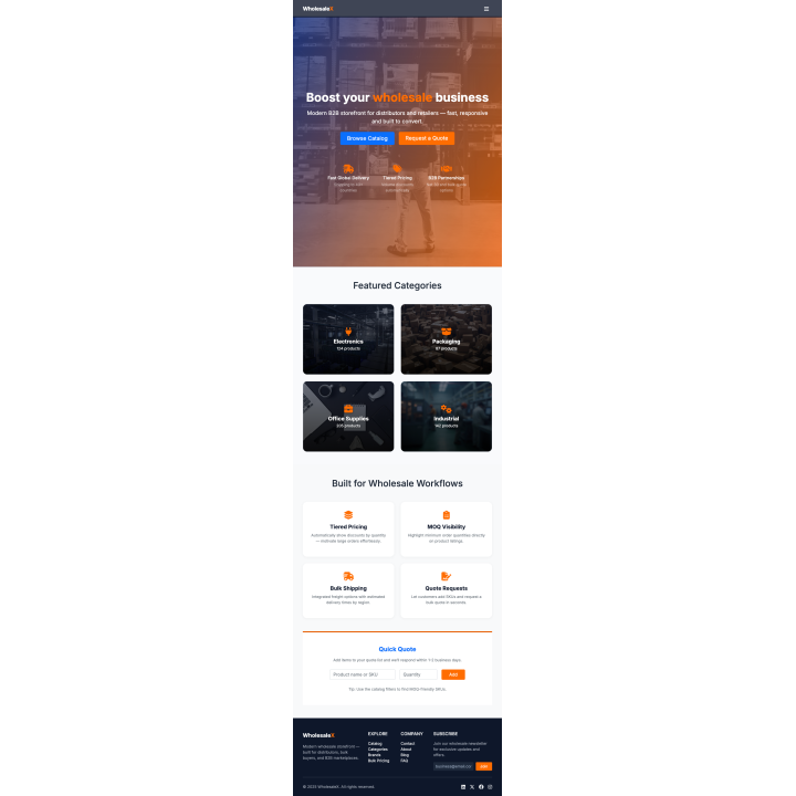 WholesaleX — Modern B2B Wholesale Storefront Template