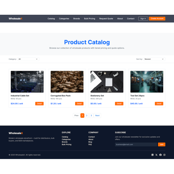 WholesaleX — Modern B2B Wholesale Storefront Template