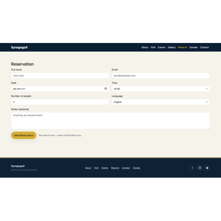 SynagogaX — Modern Synagogue & Cultural Heritage HTML5 Template