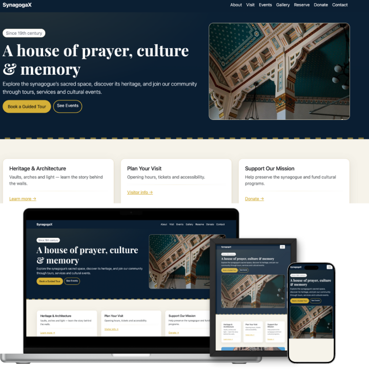 SynagogaX — Modern Synagogue & Cultural Heritage HTML5 Template