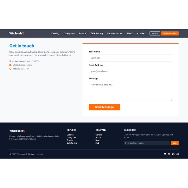 WholesaleX — Modern B2B Wholesale Storefront Template