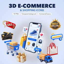 3D e-shop ikony PNG – 107 ikon, průhledné pozadí | CodeCron