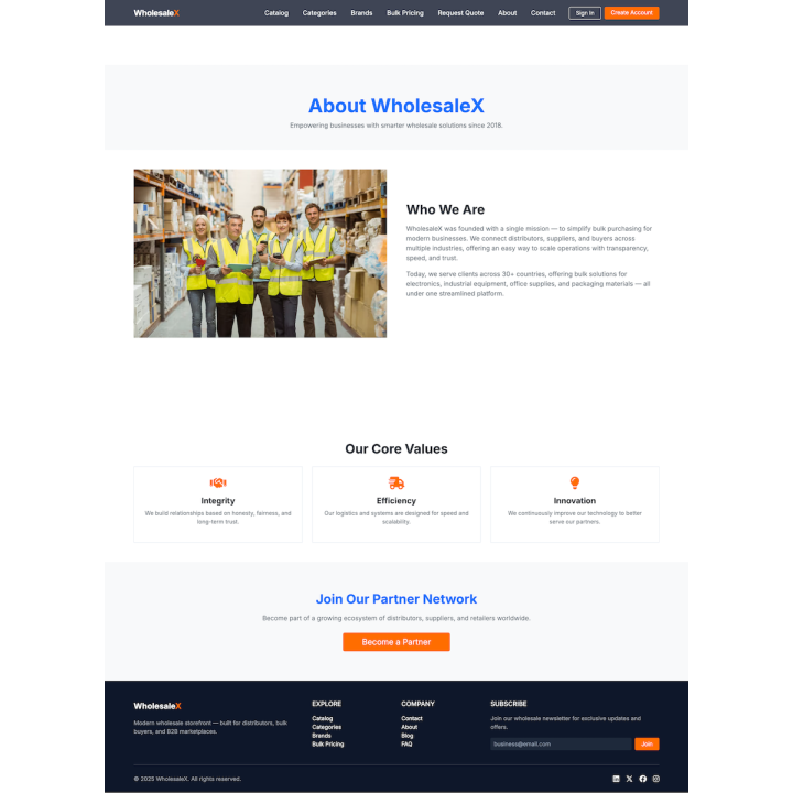 WholesaleX — Modern B2B Wholesale Storefront Template