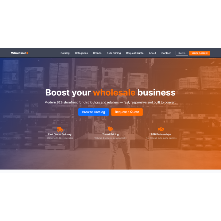 WholesaleX — Modern B2B Wholesale Storefront Template