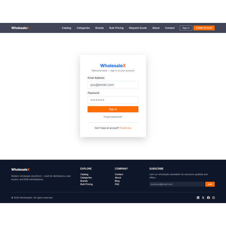 WholesaleX — Modern B2B Wholesale Storefront Template