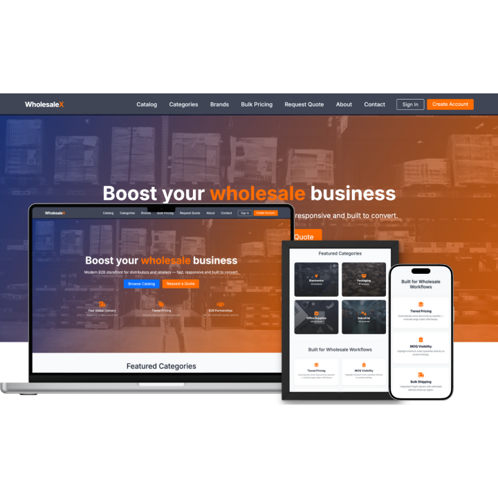 WholesaleX — Modern B2B Wholesale Storefront Template